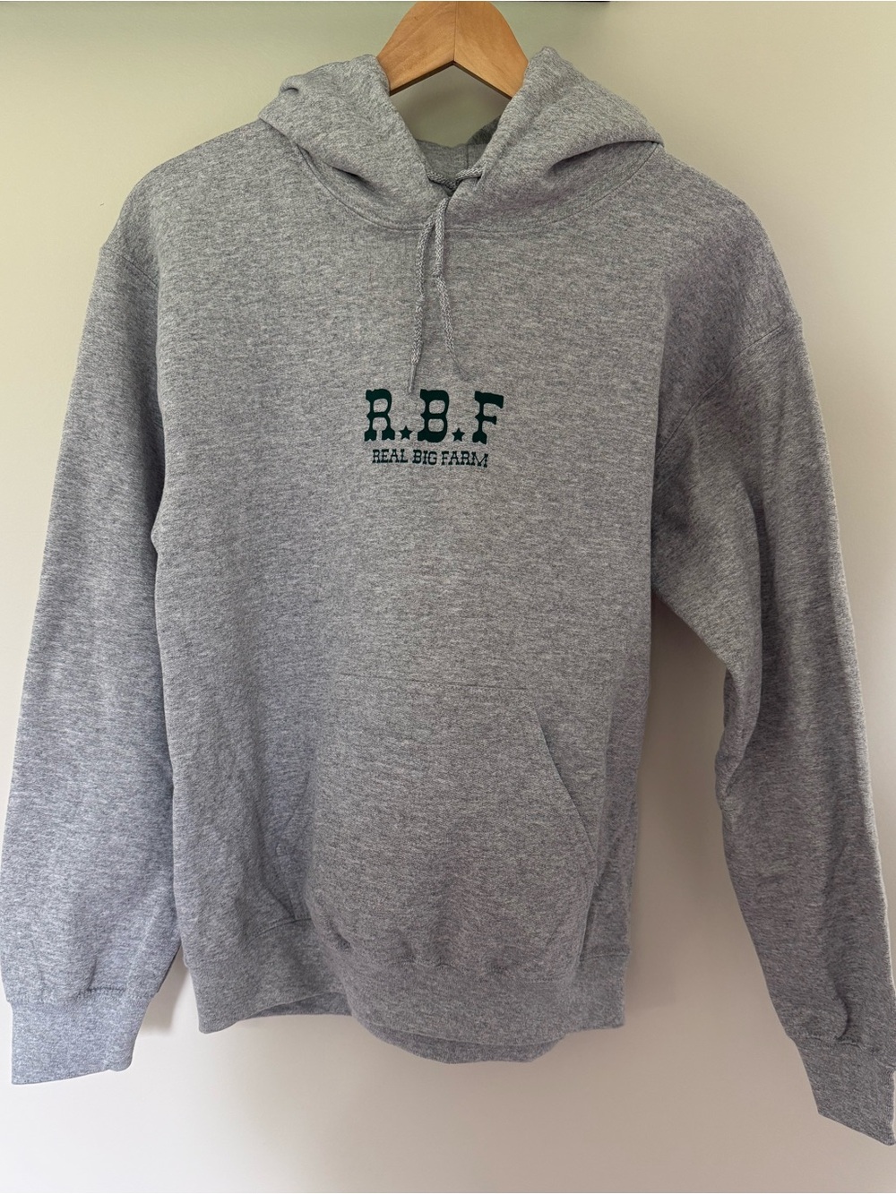Gildan Gray Hoodie with Dark Green R.B.F. Chest Logo